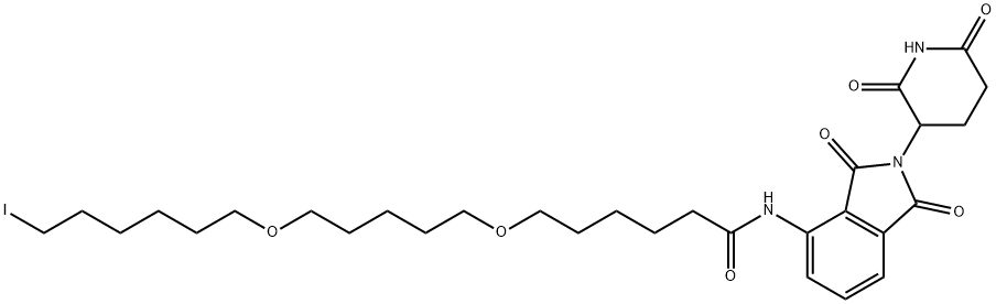 Pomalidomide-C6-PEG1-C3-PEG1-butyl iodide Structure