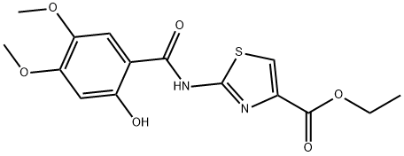 AcotiaMide관련화합물(Ethyl2-[(2-hydroxy-4,5-diMethoxybenzoyl)aMino]-4-Thiazolecarboxylate) 구조식 이미지