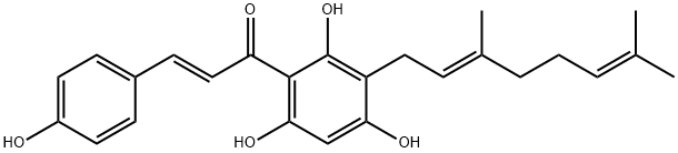 2-Propen-1-one, 1-[3-[(2E)-3,7-dimethyl-2,6-octadien-1-yl]-2,4,6-trihydroxyphenyl]-3-(4-hydroxyphenyl)-, (2E)- Structure