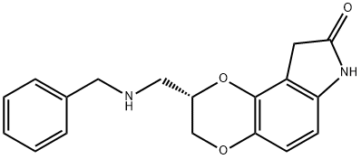 8H-1,4-Dioxino[2,3-e]indol-8-one, 2,3,7,9-tetrahydro-2-[[(phenylmethyl)amino]methyl]-, (2S)- Structure