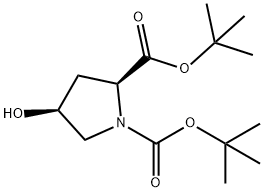 1,2-Pyrrolidinedicarboxylic acid, 4-hydroxy-, 1,2-bis(1,1-dimethylethyl) ester, (2S,4S)- Structure