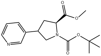 1,2-Pyrrolidinedicarboxylic acid, 4-(3-pyridinyl)-, 1-(1,1-dimethylethyl) 2-methyl ester, (2S)- Structure