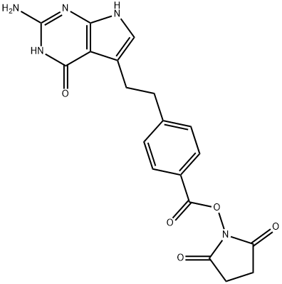 4-[2’-(7’’-Deazaguanine)ethyl]benzoic Acid N-Hydroxysuccinimide Ester Structure