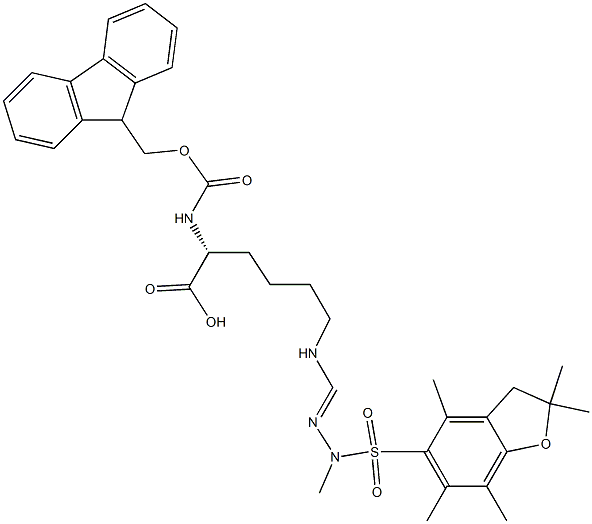 Fmoc-D-HomoArg(Me,Pbf)-OH 구조식 이미지