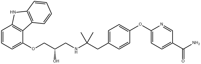 3-Pyridinecarboxamide, 6-[4-[2-[[(2S)-3-(9H-carbazol-4-yloxy)-2-hydroxypropyl]amino]-2-methylpropyl]phenoxy]- Structure