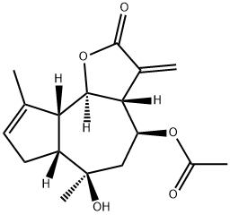 (3aR)-3a,4,5,6,6aβ,7,9aβ,9bα-Octahydro-4β-acetoxy-6,9-dimethyl-6β-hydroxy-3-methyleneazuleno[4,5-b]furan-2(3H)-one 구조식 이미지