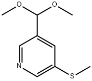 Pyridine, 3-(dimethoxymethyl)-5-(methylthio)- Structure