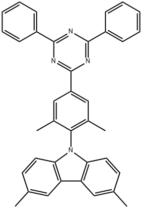 9H-Carbazole, 9-[4-(4,6-diphenyl-1,3,5-triazin-2-yl)-2,6-dimethylphenyl]-3,6-dimethyl- 구조식 이미지