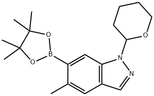 1H-Indazole, 5-methyl-1-(tetrahydro-2H-pyran-2-yl)-6-(4,4,5,5-tetramethyl-1,3,2-dioxaborolan-2-yl)- Structure