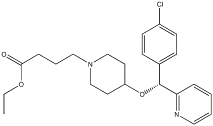 1-Piperidinebutanoic acid, 4-[(R)-(4-chlorophenyl)-2-pyridinylmethoxy]-, ethyl ester 구조식 이미지