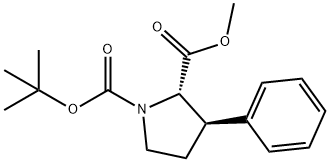 1,2-Pyrrolidinedicarboxylic acid, 3-phenyl-, 1-(1,1-dimethylethyl) 2-methyl ester, (2S,3R)- Structure