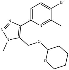 Pyridine, 3-bromo-2-methyl-6-[1-methyl-5-[[(tetrahydro-2H-pyran-2-yl)oxy]methyl]-1H-1,2,3-triazol-4-yl]- Structure