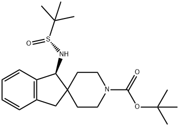 tert-butyl (1S)-1-[[(R)-tert-butylsulfinyl]amino]spiro[indane-2,4-piperidine]-1-carboxylate Structure