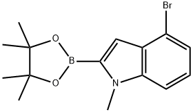 1H-Indole, 4-bromo-1-methyl-2-(4,4,5,5-tetramethyl-1,3,2-dioxaborolan-2-yl)- 구조식 이미지