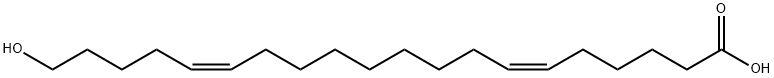 6,15-Eicosadienoic acid, 20-hydroxy-, (6Z,15Z)- 구조식 이미지