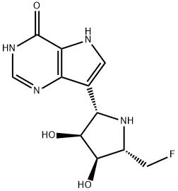 4H-Pyrrolo3,2-dpyrimidin-4-one, 7-(2S,3S,4R,5S)-5-(fluoromethyl)-3,4-dihydroxy-2-pyrrolidinyl-1,5-dihydro- 구조식 이미지