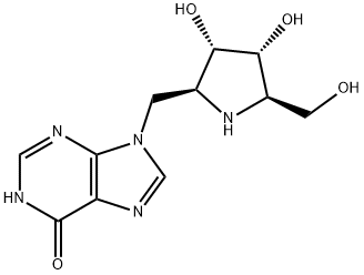 6H-Purin-6-one, 9-(2S,3S,4R,5R)-3,4-dihydroxy-5-(hydroxymethyl)-2-pyrrolidinylmethyl-1,9-dihydro- Structure