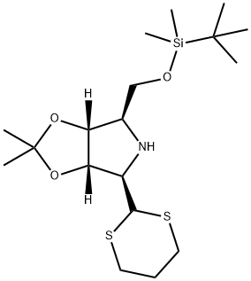4H-1,3-Dioxolo4,5-cpyrrole, 4-(1,1-dimethylethyl)dimethylsilyloxymethyl-6-(1,3-dithian-2-yl)tetrahydro-2,2-dimethyl-, (3aR,4R,6R,6aS)- Structure