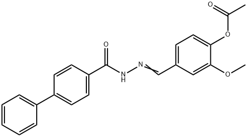 4-[2-(4-biphenylylcarbonyl)carbonohydrazonoyl]-2-methoxyphenyl acetate 구조식 이미지