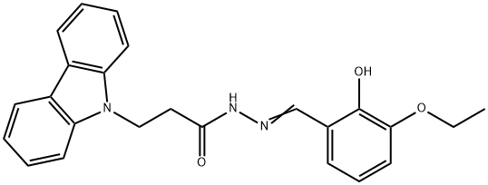 (E)-3-(9H-carbazol-9-yl)-N-(3-ethoxy-2-hydroxybenzylidene)propanehydrazide 구조식 이미지