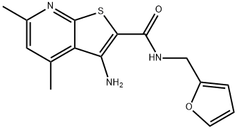 Thieno[2,3-b]pyridine-2-carboxamide, 3-amino-N-(2-furanylmethyl)-4,6-dimethyl- Structure
