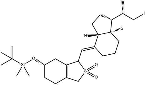 (6S)-6-[[tert-ButyldiMethylsilyloxy]-1,3,4,5,6,7-hexahydro-1-[(E)-[(1R,3aS,7aR)-octahydro-1-[(1S)-2-iodo-1-Methylethyl]-7a-Methyl-4H-inden-4-ylidene]Methyl]benzo[c]thiophene 2,2-Dioxide 구조식 이미지