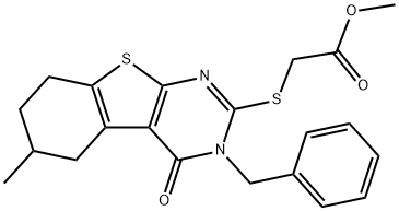 methyl 2-[(3-benzyl-6-methyl-4-oxo-5,6,7,8-tetrahydro-[1]benzothiolo[2,3-d]pyrimidin-2-yl)sulfanyl]acetate 구조식 이미지