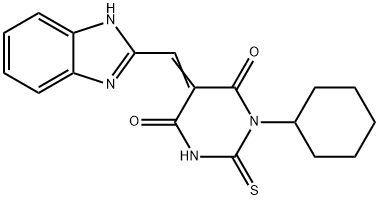 5-(1H-benzimidazol-2-ylmethylidene)-1-cyclohexyl-2-sulfanylidene-1,3-diazinane-4,6-dione Structure