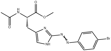 L-Histidine, N-acetyl-2-[(4-bromophenyl)azo]-, methyl ester (9CI) Structure