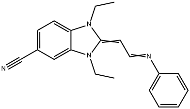 1H-Benzimidazole-5-carbonitrile, 1,3-diethyl-2,3-dihydro-2-[2-(phenylimino)ethylidene]- Structure