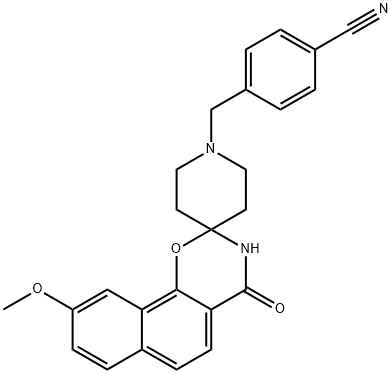 Benzonitrile, 4-[(3,4-dihydro-9-methoxy-4-oxospiro[2H-naphth[2,1-e]-1,3-oxazine-2,4'-piperidin]-1'-yl)methyl]- Structure