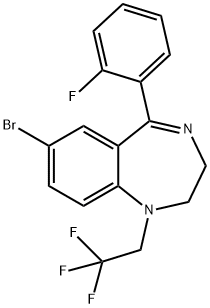 1H-1,4-Benzodiazepine, 7-bromo-5-(2-fluorophenyl)-2,3-dihydro-1-(2,2,2-trifluoroethyl)- Structure