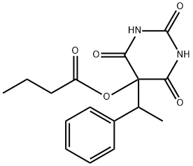 5-부티릴옥시-5-(α-메틸벤질)바르비투르산 구조식 이미지