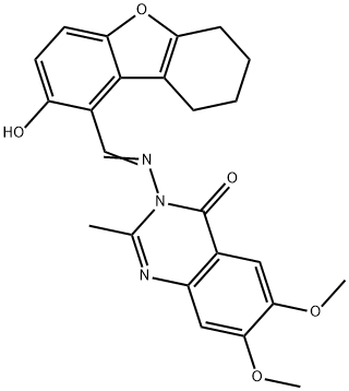 4(3H)-Quinazolinone,6,7-dimethoxy-2-methyl-3-[[(6,7,8,9-tetrahydro-2-hydroxydibenzofuran-1-yl)methylene]amino]-(9CI) Structure