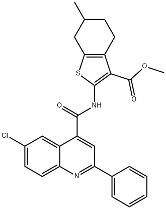 methyl 2-(6-chloro-2-phenylquinoline-4-carboxamido)-6-methyl-4,5,6,7-tetrahydrobenzo[b]thiophene-3-carboxylate 구조식 이미지