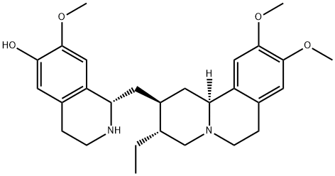 6-Isoquinolinol, 1-[[(2S,3R,11bS)-3-ethyl-1,3,4,6,7,11b-hexahydro-9,10-dimethoxy-2H-benzo[a]quinolizin-2-yl]methyl]-1,2,3,4-tetrahydro-7-methoxy-, (1S)- 구조식 이미지