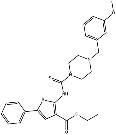 ethyl 2-(4-(3-methoxybenzyl)piperazine-1-carbothioamido)-5-phenylthiophene-3-carboxylate Structure