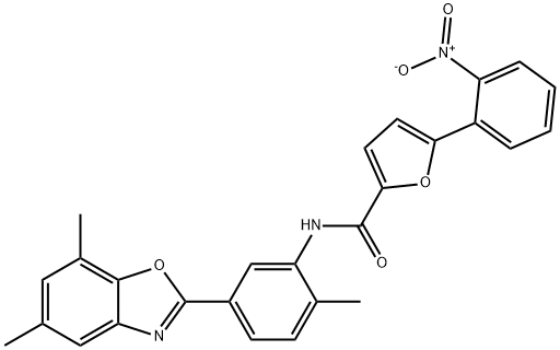 2-Furancarboxamide,N-[5-(5,7-dimethyl-2-benzoxazolyl)-2-methylphenyl]-5-(2-nitrophenyl)-(9CI) 구조식 이미지
