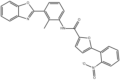 2-Furancarboxamide,N-[3-(2-benzoxazolyl)-2-methylphenyl]-5-(2-nitrophenyl)-(9CI) Structure