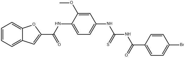 2-Benzofurancarboxamide,N-[4-[[[(4-bromobenzoyl)amino]thioxomethyl]amino]-2-methoxyphenyl]-(9CI) Structure