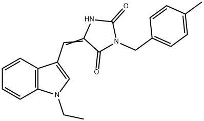 2,4-Imidazolidinedione,5-[(1-ethyl-1H-indol-3-yl)methylene]-3-[(4-methylphenyl)methyl]-(9CI) Structure