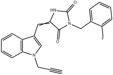 2,4-Imidazolidinedione,3-[(2-fluorophenyl)methyl]-5-[[1-(2-propynyl)-1H-indol-3-yl]methylene]-(9CI) Structure