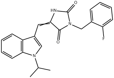 2,4-Imidazolidinedione,3-[(2-fluorophenyl)methyl]-5-[[1-(1-methylethyl)-1H-indol-3-yl]methylene]-(9CI) 구조식 이미지