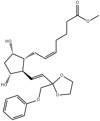 (Z)-7-[(1R)-3α,5α-Dihydroxy-2β-[(E)-2-(2-phenoxymethyl-1,3-dioxolan-2-yl)ethenyl]cyclopentan-1α-yl]-5-heptenoic acid methyl ester 구조식 이미지
