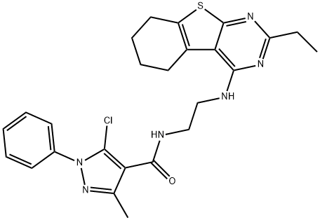1H-Pyrazole-4-carboxamide,5-chloro-N-[2-[(2-ethyl-5,6,7,8-tetrahydro[1]benzothieno[2,3-d]pyrimidin-4-yl)amino]ethyl]-3-methyl-1-phenyl-(9CI) 구조식 이미지