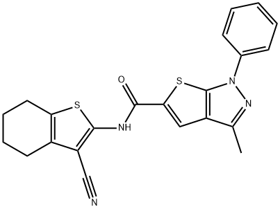 1H-Thieno[2,3-c]pyrazole-5-carboxamide,N-(3-cyano-4,5,6,7-tetrahydrobenzo[b]thien-2-yl)-3-methyl-1-phenyl-(9CI) Structure