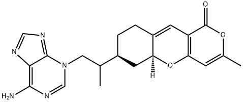 CP2  monohydrate,  (5aS,7S)-7-[2-(6-Amino-3H-purin-3-yl)-1-methylethyl]-5a,6,8,9-tetrahydro-3-methyl-1H,7H-pyrano[4,3-b]benzopyran-1-one  monohydrate 구조식 이미지