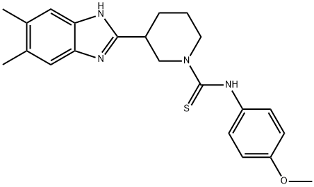 1-Piperidinecarbothioamide,3-(5,6-dimethyl-1H-benzimidazol-2-yl)-N-(4-methoxyphenyl)-(9CI) Structure