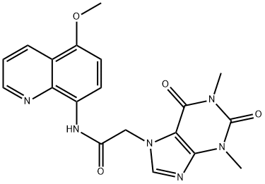 7H-Purine-7-acetamide,1,2,3,6-tetrahydro-N-(5-methoxy-8-quinolinyl)-1,3-dimethyl-2,6-dioxo-(9CI) Structure