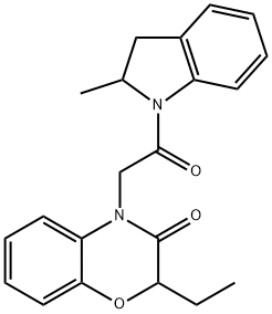 1H-Indole,1-[(2-ethyl-2,3-dihydro-3-oxo-4H-1,4-benzoxazin-4-yl)acetyl]-2,3-dihydro-2-methyl-(9CI) 구조식 이미지